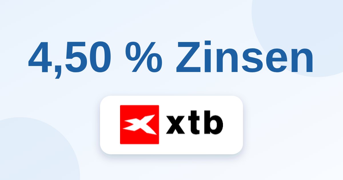 4,50 Prozent Zinsen bei XTB, darunter das XTB Logo